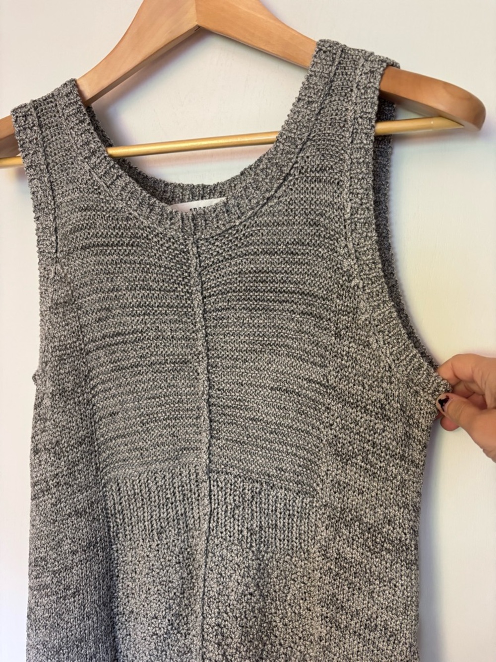 Sparrow Gray Textured Knit Tunic Size Medium Drapey Artsy Old Money Lagenlook - Picture 4 of 10